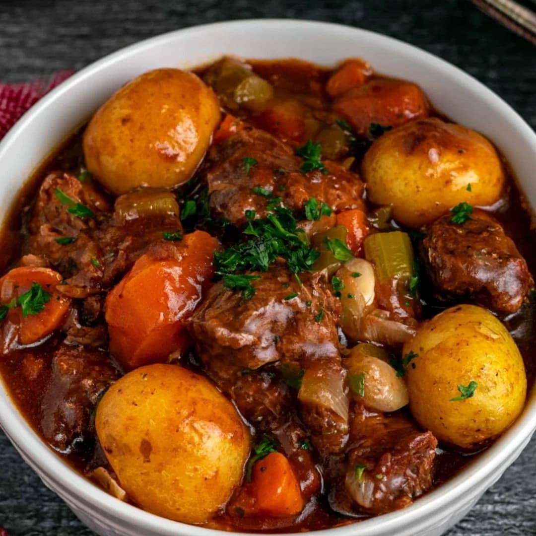 Crock Pot Beef Stew With Tender Beef and Worcestershire-Thyme Broth